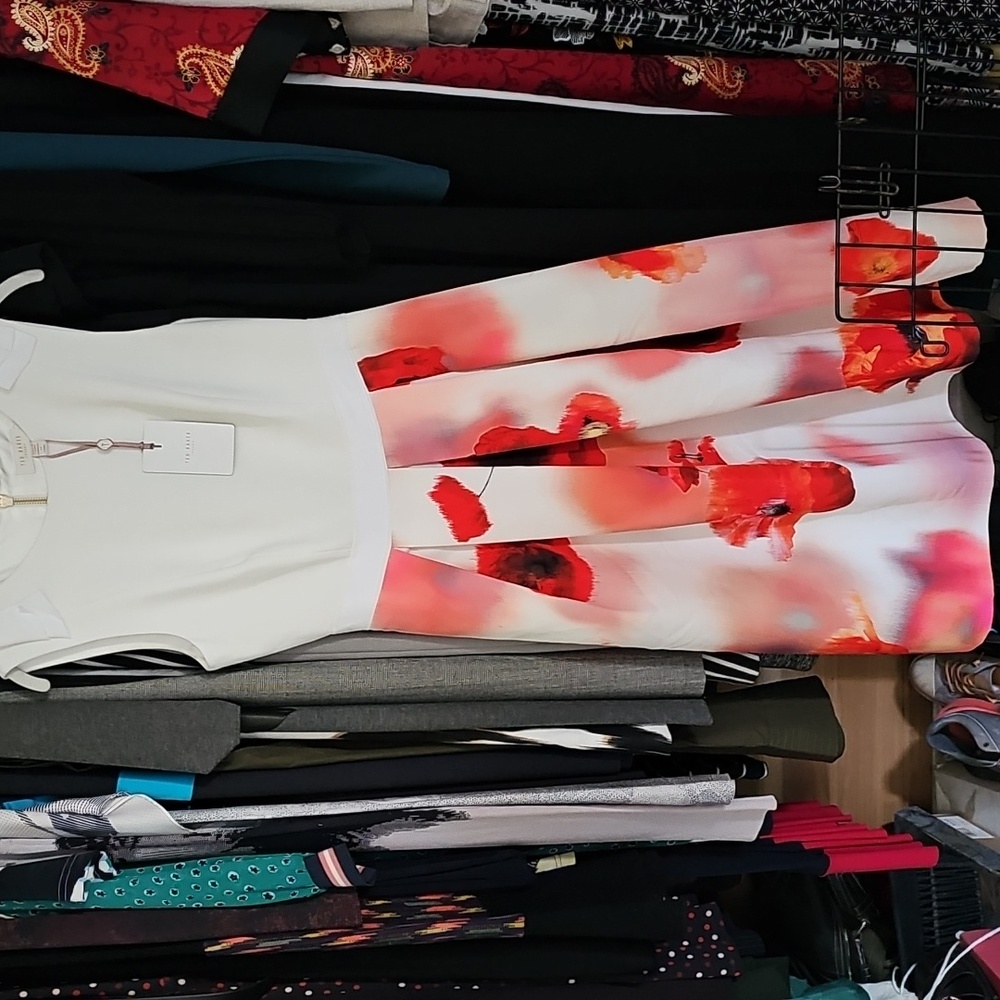 Ted BAKER Floral White/Red MICLA Dress. Sz 2 (6 US). NWT - Picture 4 of 7